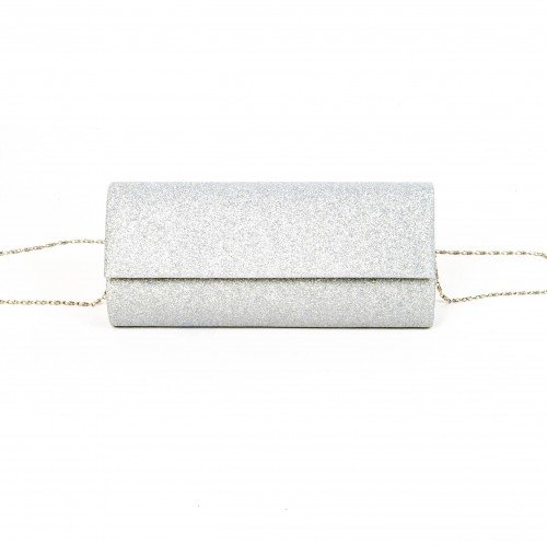 Малка дамска чанта PAULA VENTI модел LINE еко кожа бял блясък